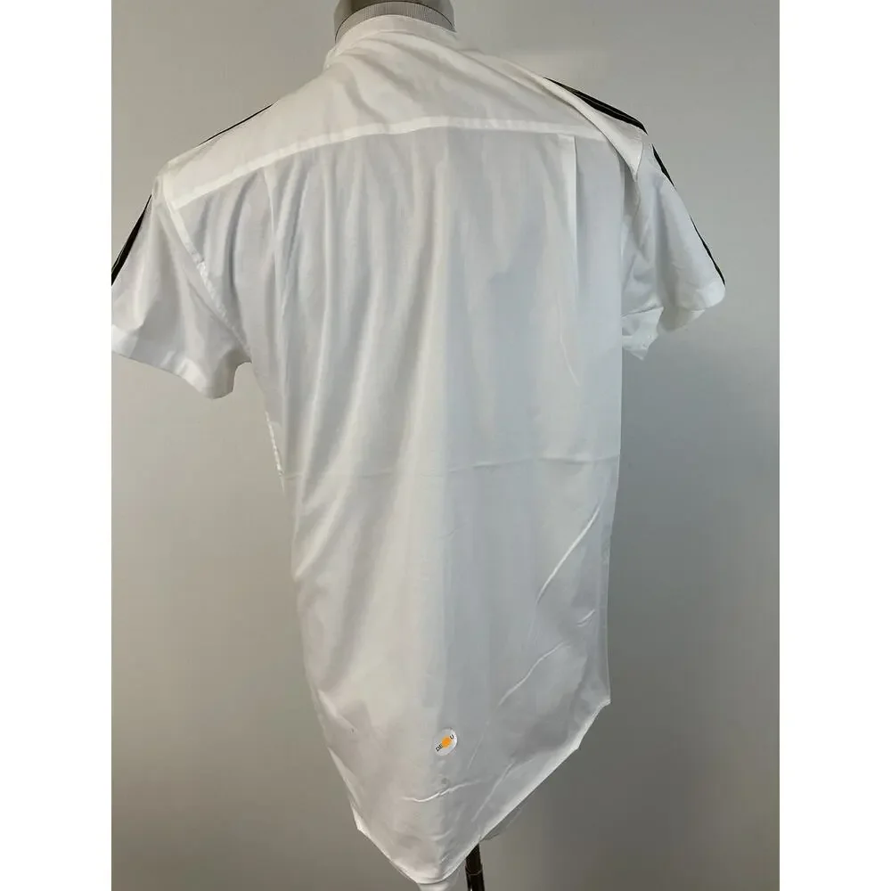 Siksilk Shirt Mens Small Button Up White Short Sleeve Sik Silk Side Trim N53